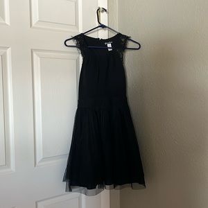 Black Formal Dress with Cutouts in Back and Lace on Straps